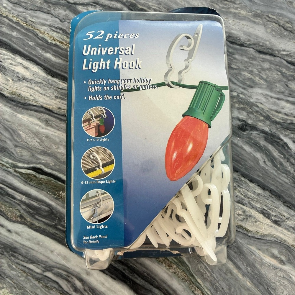 Gemmy 52pc Universal Light Hook 80031-0 White Plastic Gutter Shingle Clips